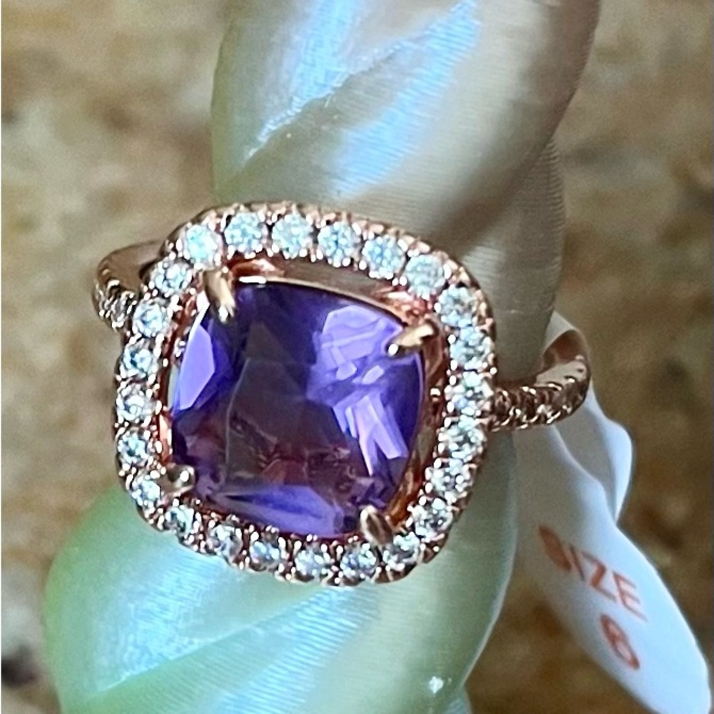 Bomb Party RETRO RBP2931 Amethyst on Rose Gold Ring HTF